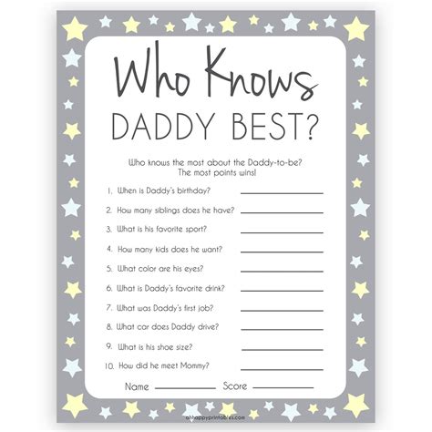Who Knows Daddy Best Printable